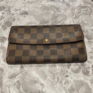 Louis Vuitton damier brown checkered snap long wallet